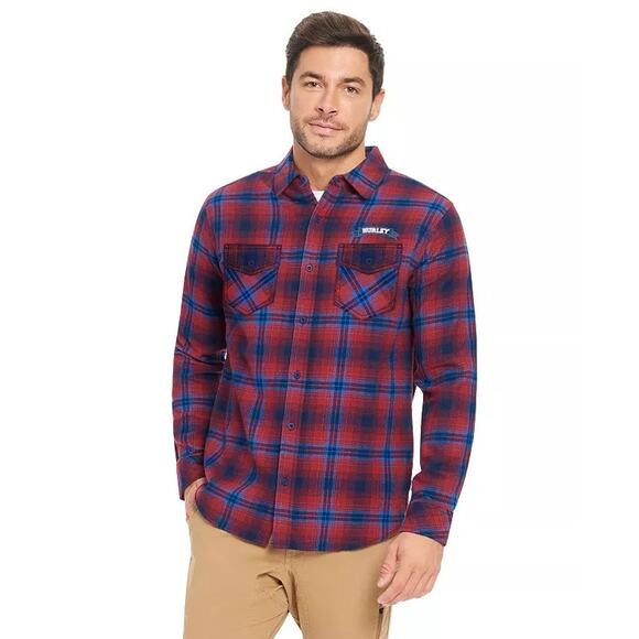 Hurley Oxford Flannel Shirt – Men’s Medium – Sundried Tomato / Blue – NWT - Picture 1 of 8